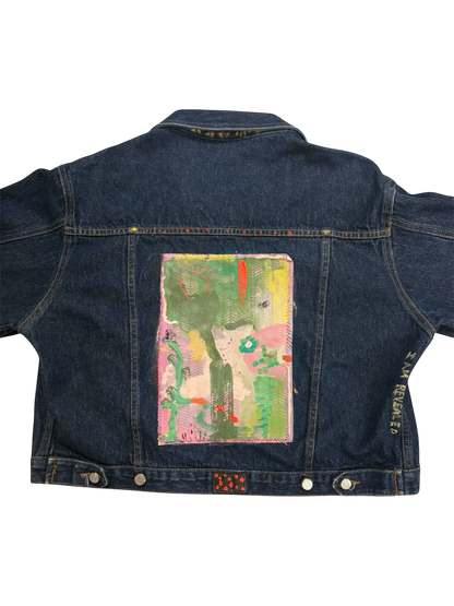 Abstract Denim Jacket by Little b (Size: Cropped M)