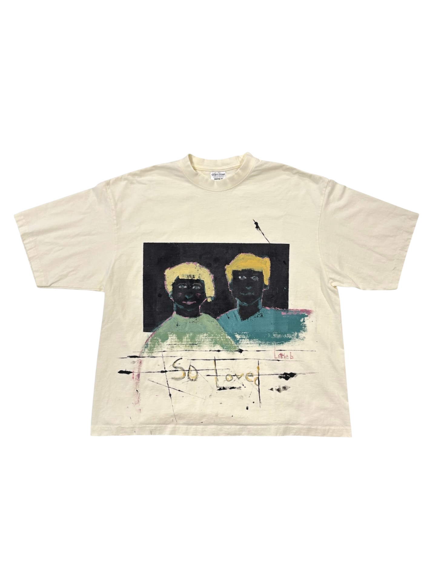 Hand-Painted Portraits on Boxy Cropped ‘So Loved’ Tee by Little b • 2XL