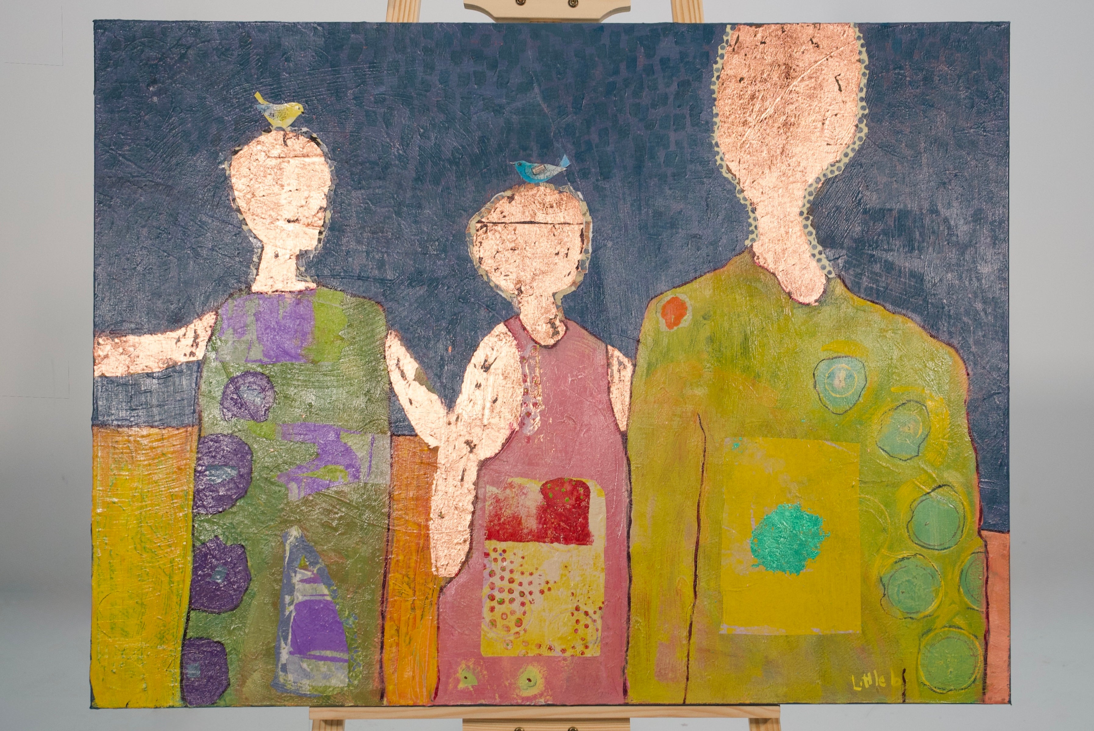 Original ‘3 People’ Mixed Media Abstract by Beth Little - 30x40 inches