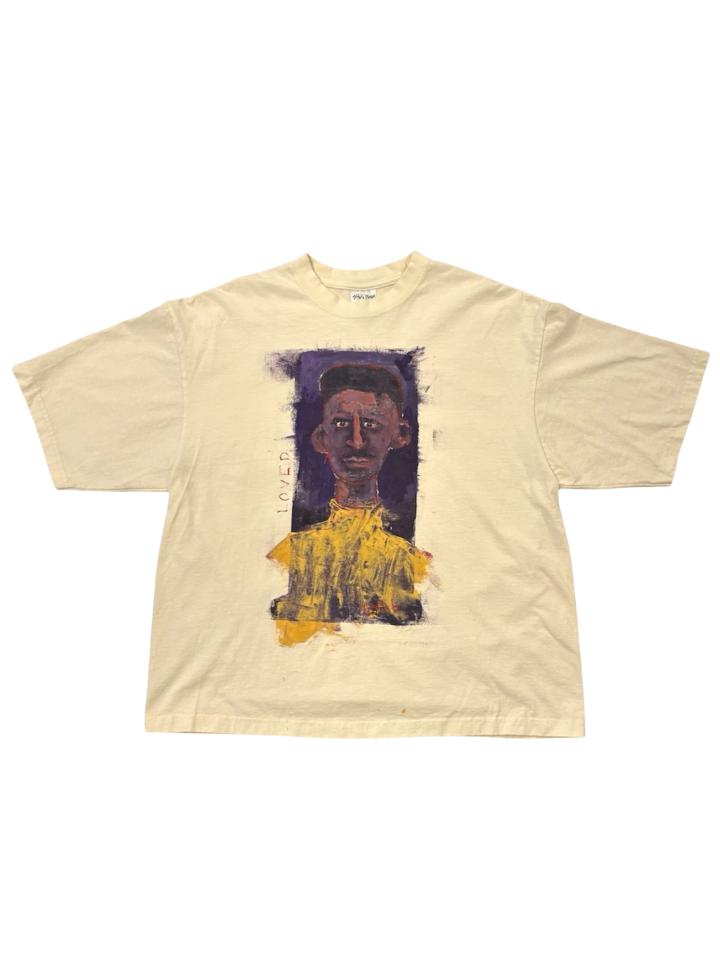 Hand-Painted ‘Loved’ Portrait on Boxy Cropped Tee by Little b • Unisex • 2XL