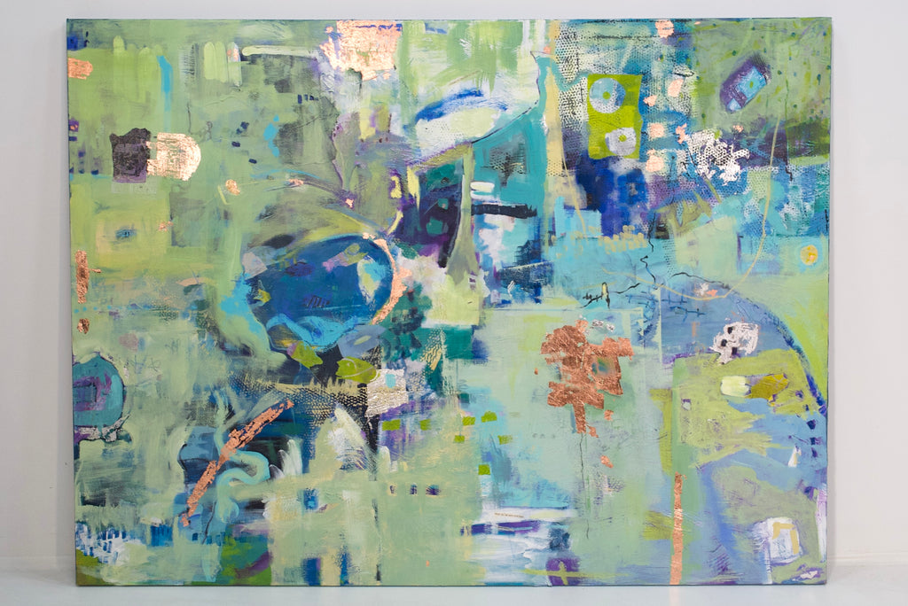 Life In The Country Original Mixed Media Abstract by Beth Little - 72in. x 54in