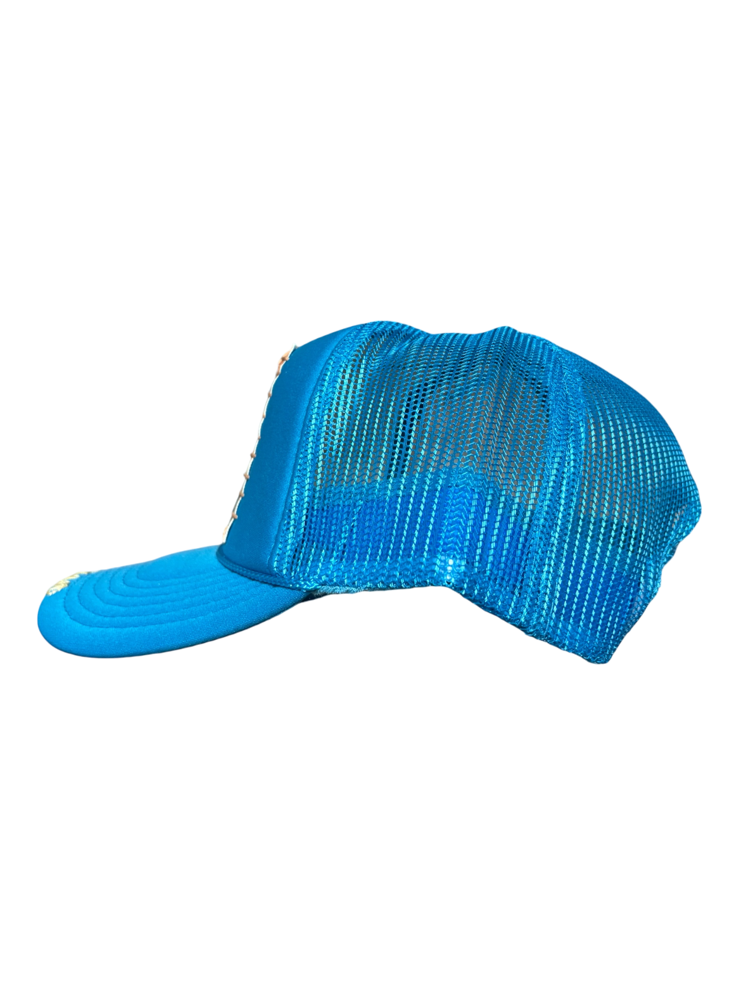 'Made In His Image' Hand-Painted & Embroidered Portrait on a Blue Strap-back Trucker by Makenna Morales • Unisex