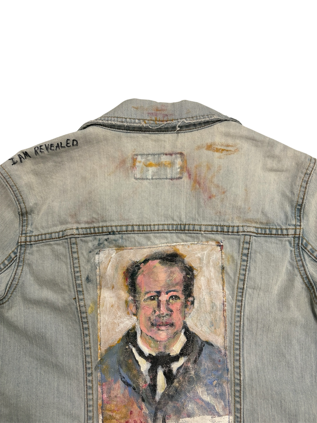 Hand-Painted and Stitched Portrait on Denim Jacket by Little b • WM