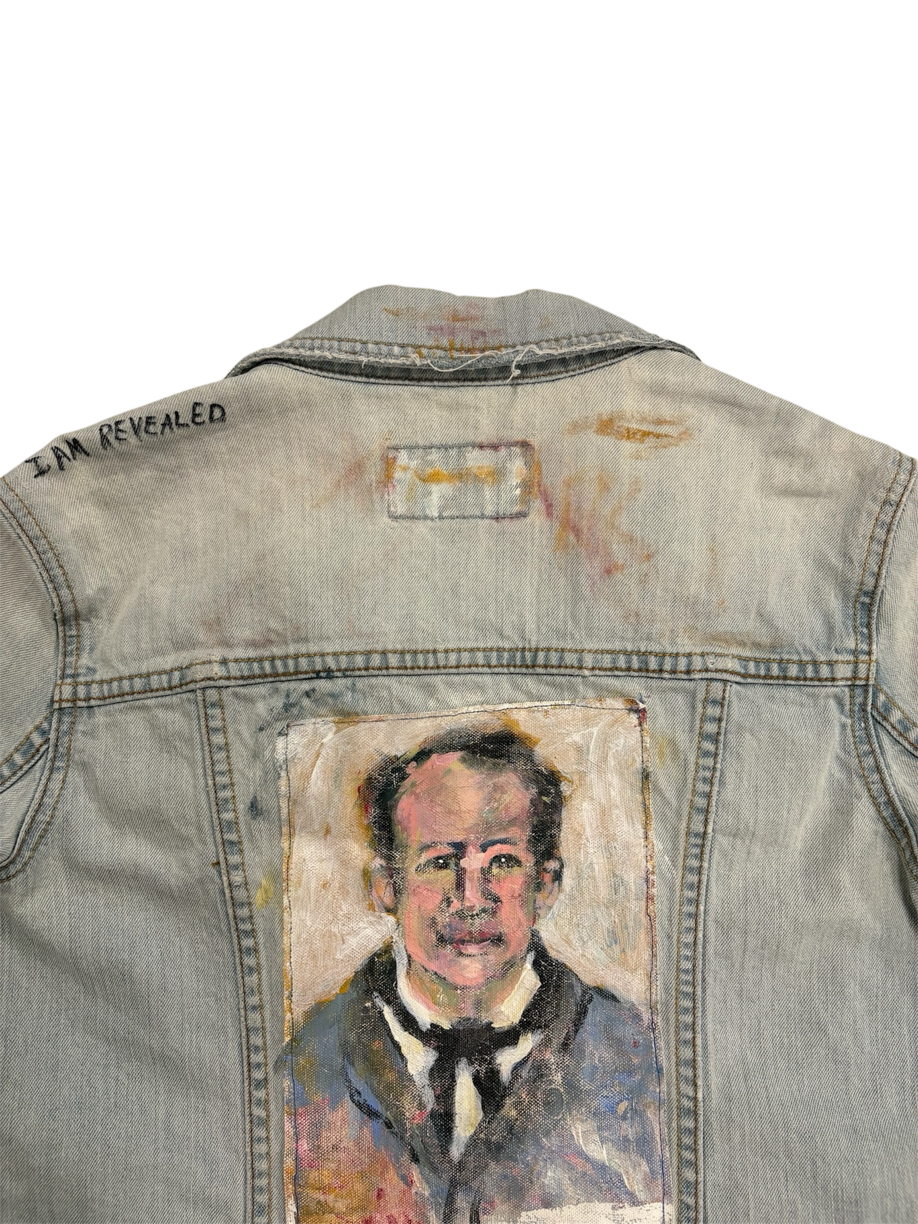 Hand-Painted and Stitched Portrait on Denim Jacket by Little b • WM