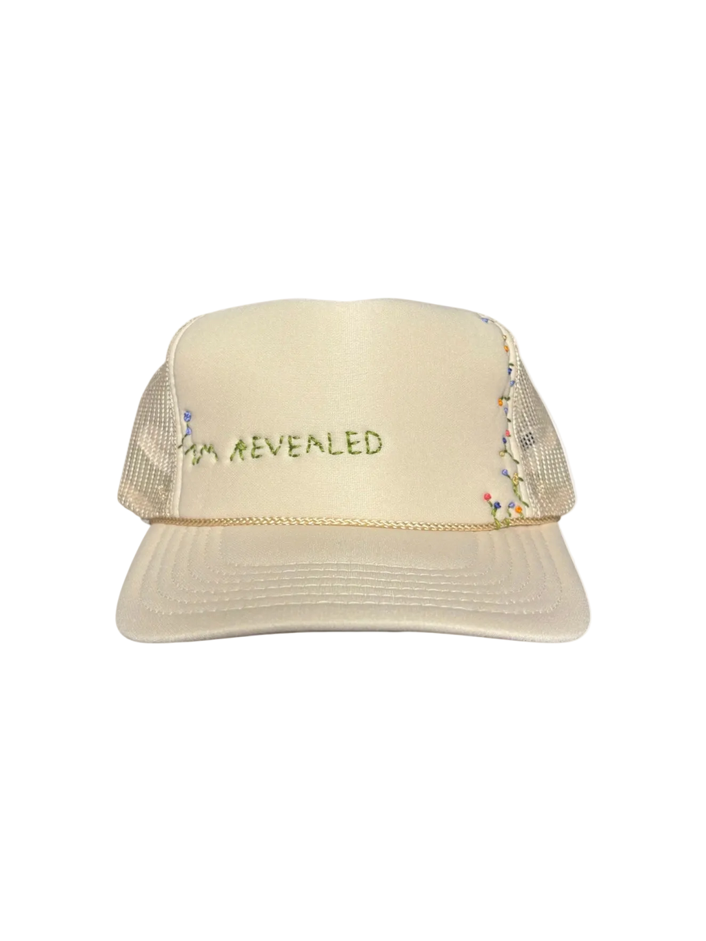 Hand-Embroidered Whimsical Wildflowers on Strap-back Trucker by JBM • Unisex