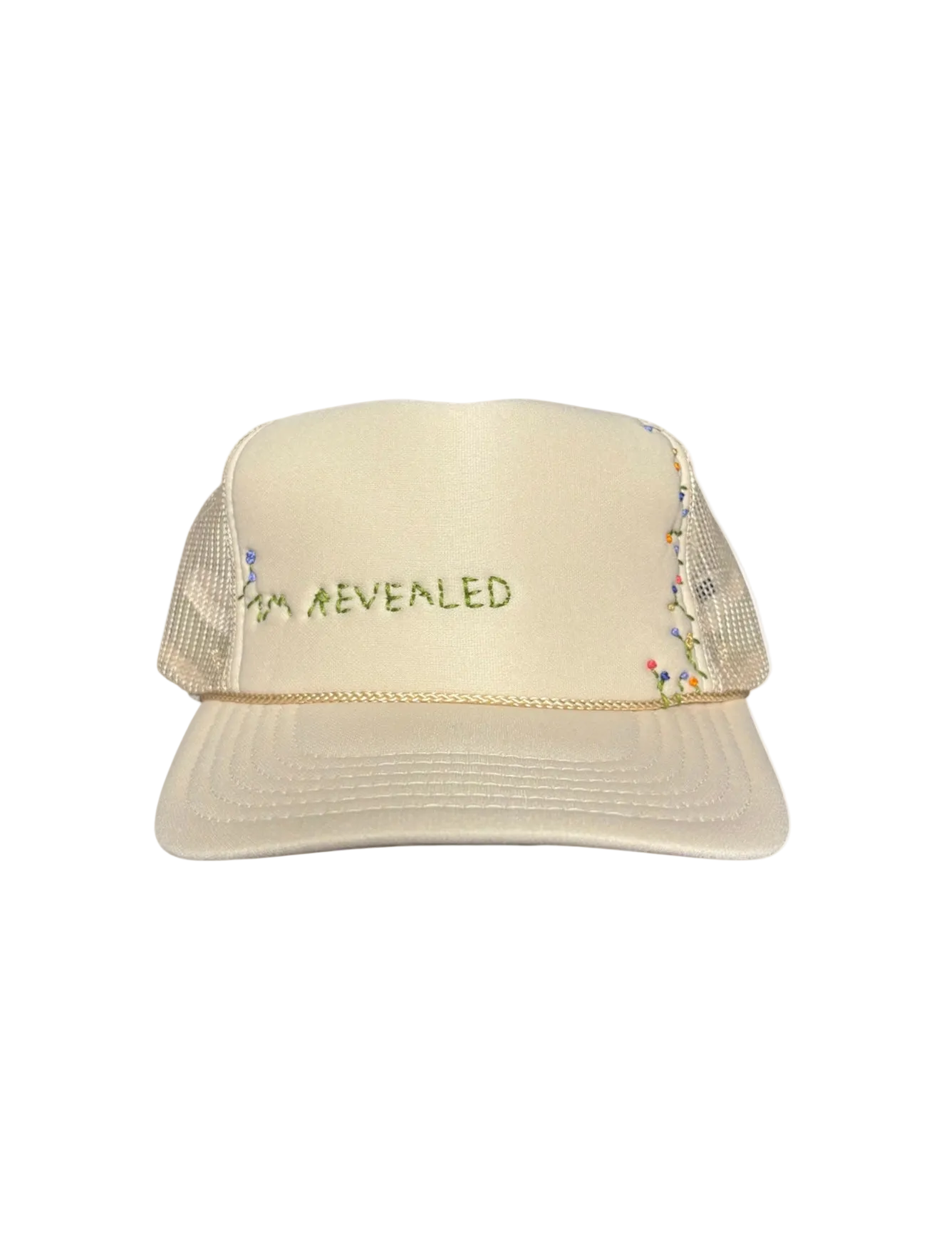 Hand-Embroidered Whimsical Wildflowers on Strap-back Trucker by JBM • Unisex