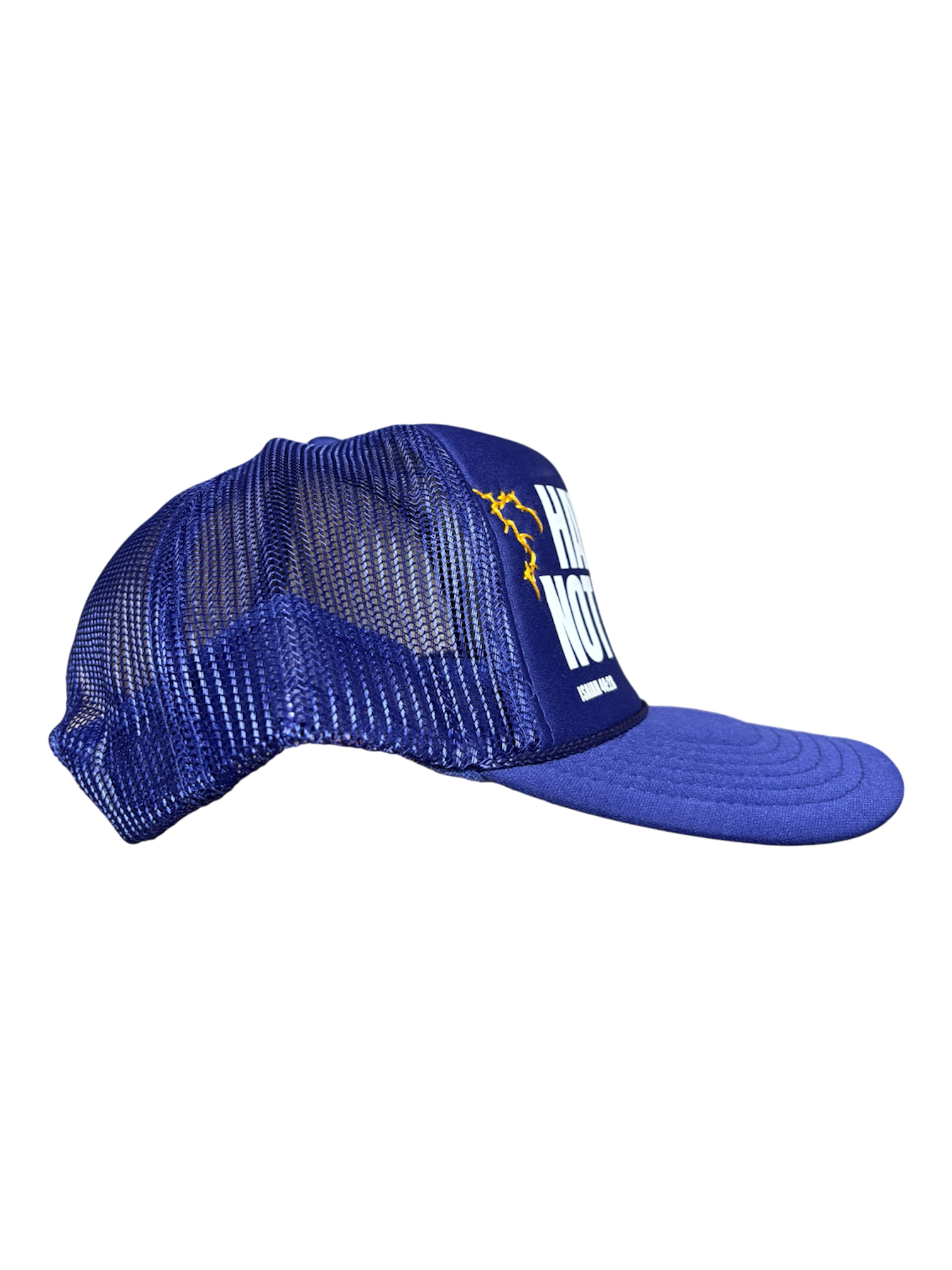 Hand-Stitched Lightning on Purple Trucker
