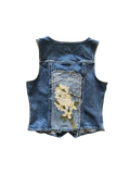 Stitched Abstract Flower Design on Denim Vest by The Kings Misfit Kid • Women’s • M