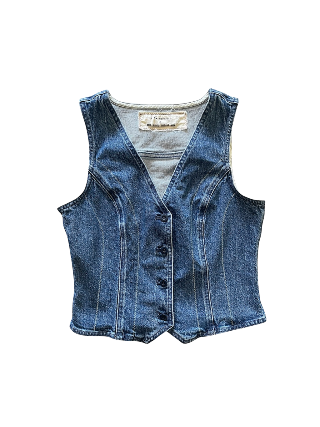 Stitched Abstract Flower Design on Denim Vest by The Kings Misfit Kid • Women’s • M