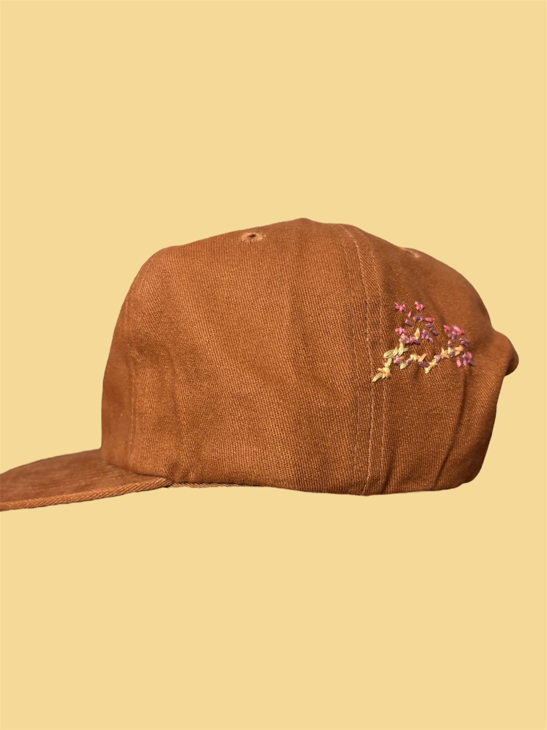 Hand-Stitched Vine Design on Cotton Snapback by JBM • Unisex