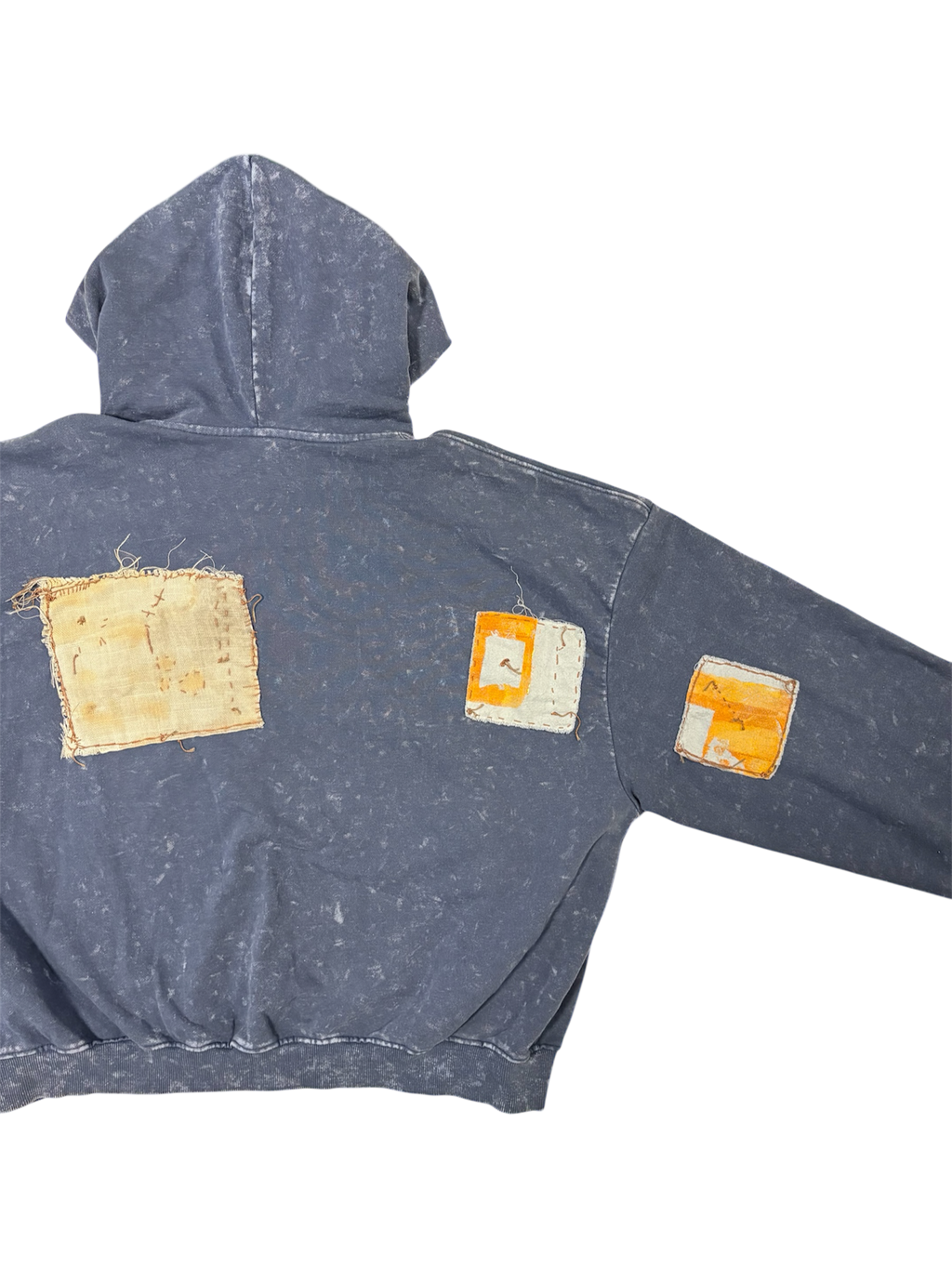 Hand-Stitched Design on Blue Cropped Zip-Up Hoodie by Little b • Unisex • L
