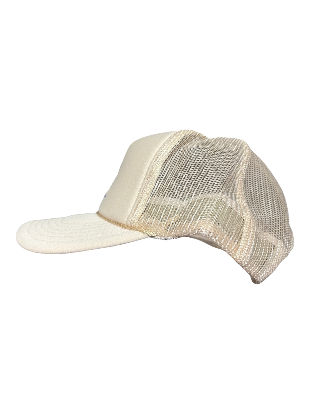 Hand-Embroidered Abstract Trees on a Cream Strap-back Trucker by Beth Little • Unisex
