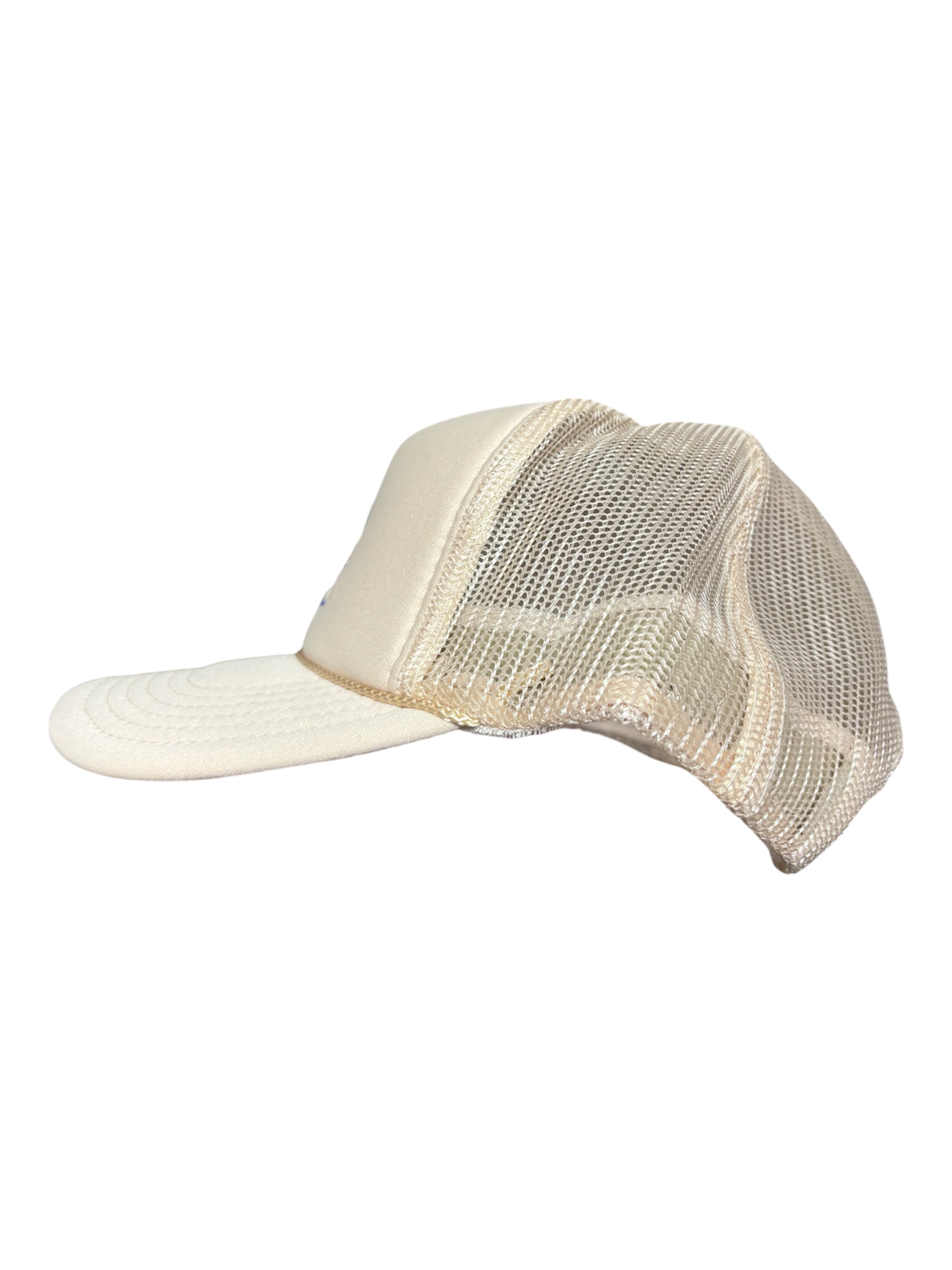 Hand-Embroidered Abstract Trees on a Cream Strap-back Trucker by Beth Little • Unisex
