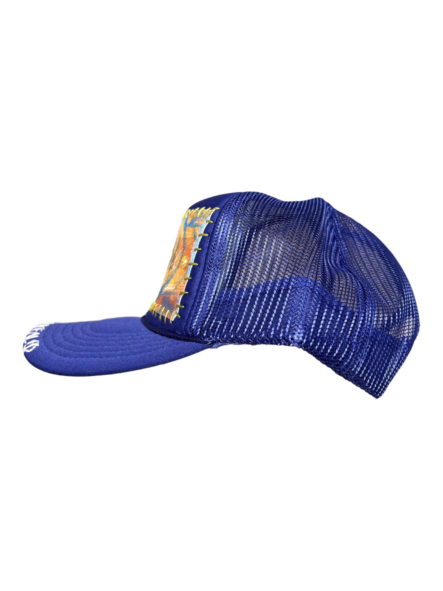 'Made In His Image' Hand-Painted & Embroidered Portrait on a Purple Strap-back Trucker by Makenna Morales • Unisex