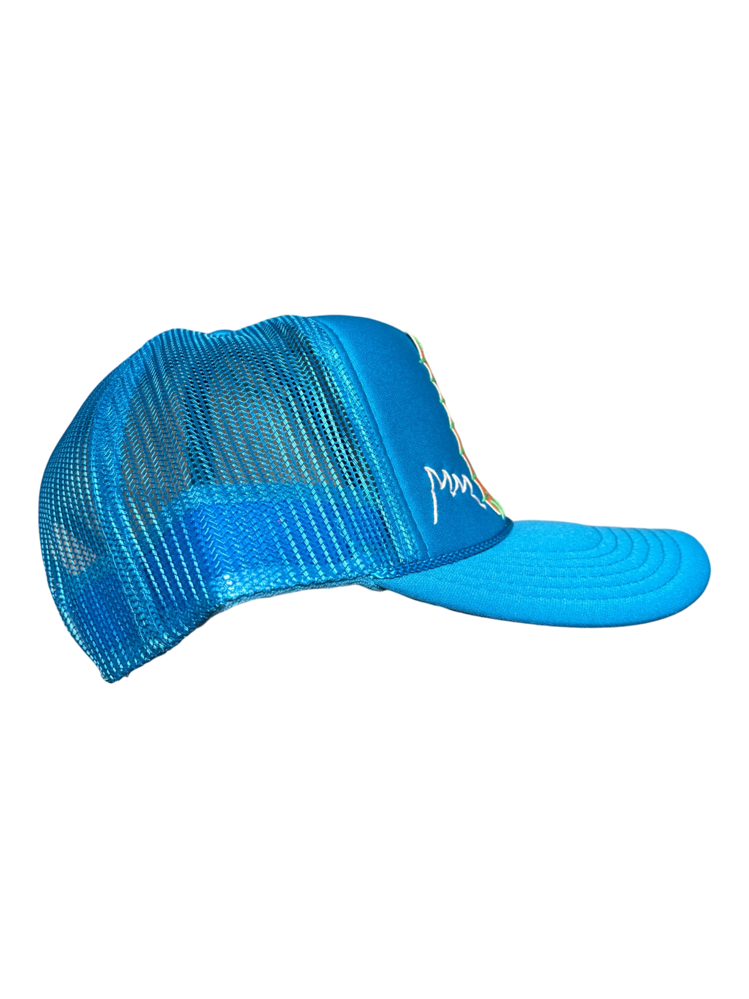 'Made In His Image' Hand-Painted & Embroidered Portrait on a Blue Strap-back Trucker by Makenna Morales • Unisex