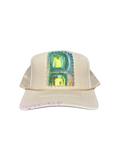 'Be A Light' Hand-Painted & Stitched Abstract Art on Strap-back Trucker by Makenna M. • Unisex