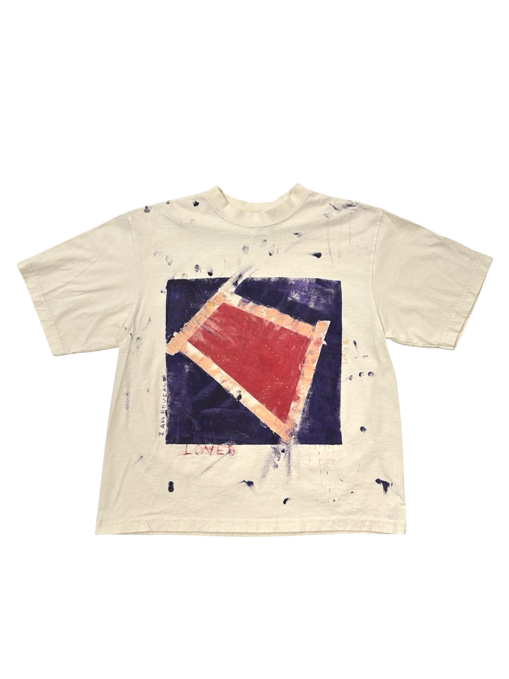 Hand-Painted ‘Loved’ Abstract Boxy Cropped Tee by Little b • Unisex • L