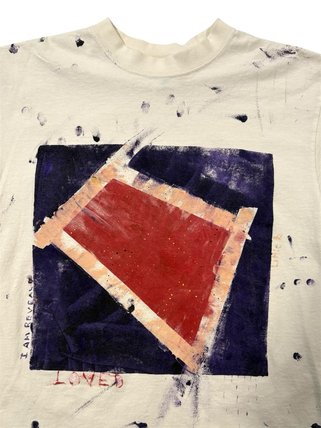 Hand-Painted ‘Loved’ Abstract Boxy Cropped Tee by Little b • Unisex • L