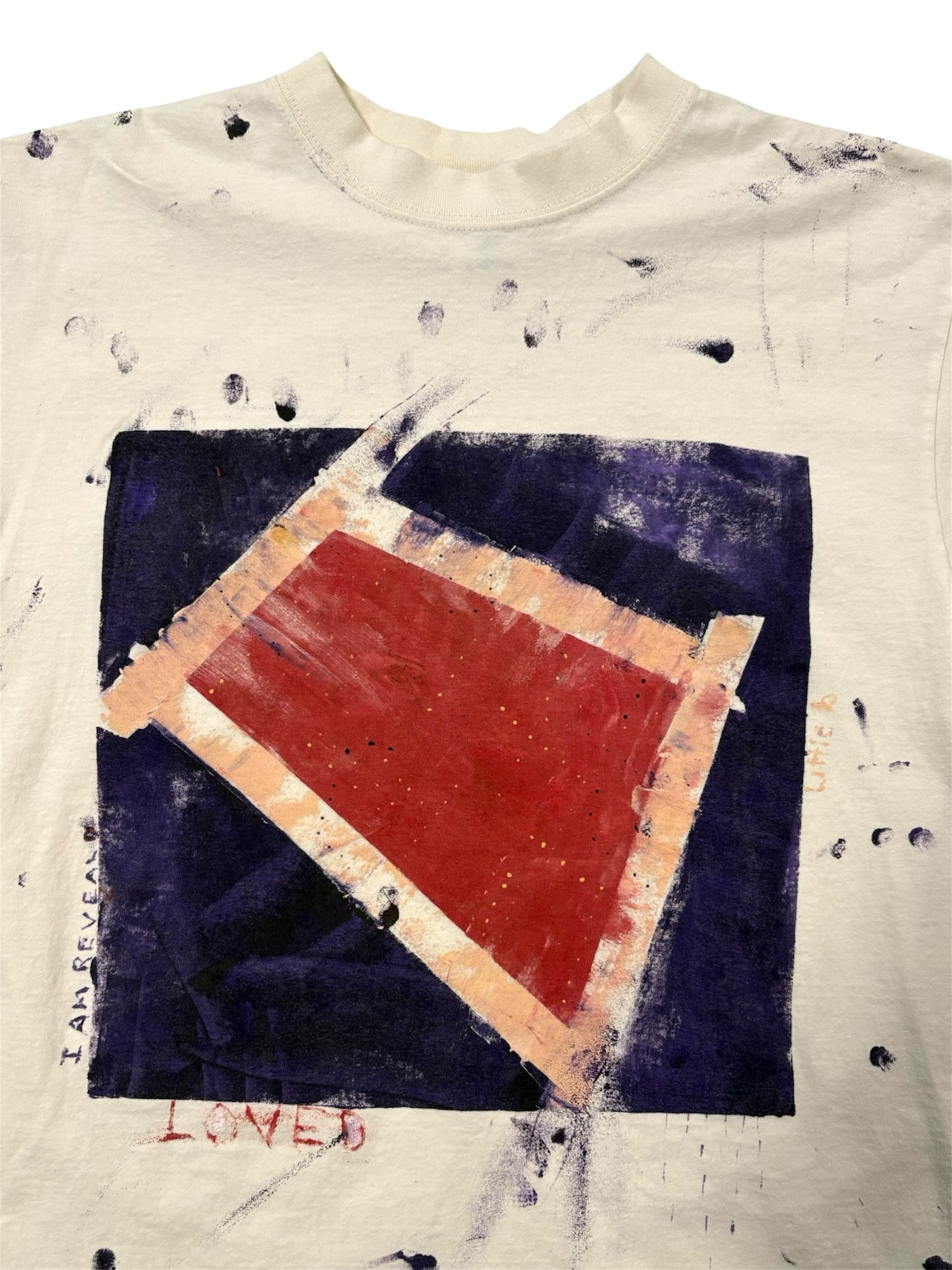 Hand-Painted ‘Loved’ Abstract Boxy Cropped Tee by Little b • Unisex • L