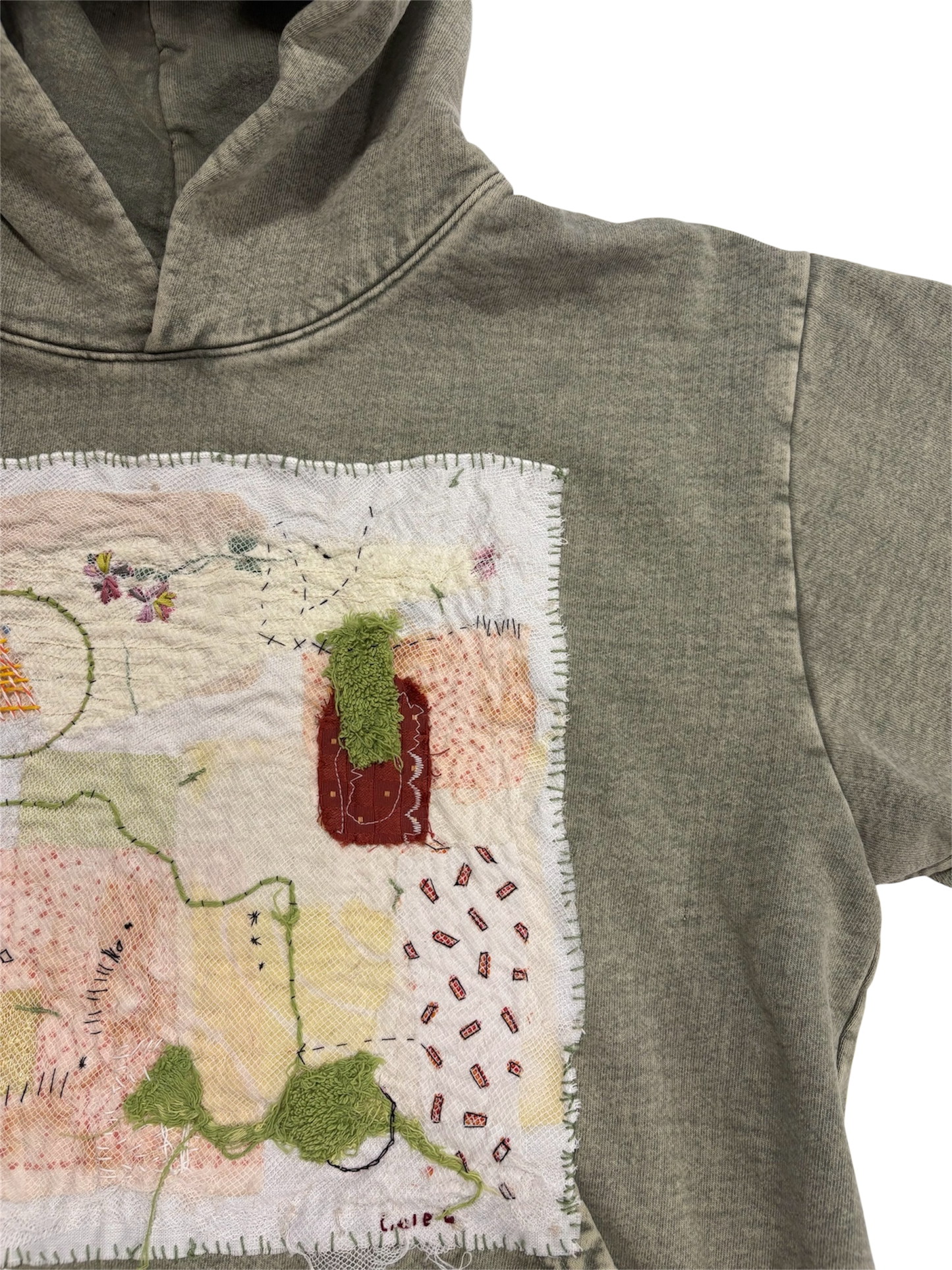 1/1 Stitched Mineral Green Hoodie by Little b (Size: S)