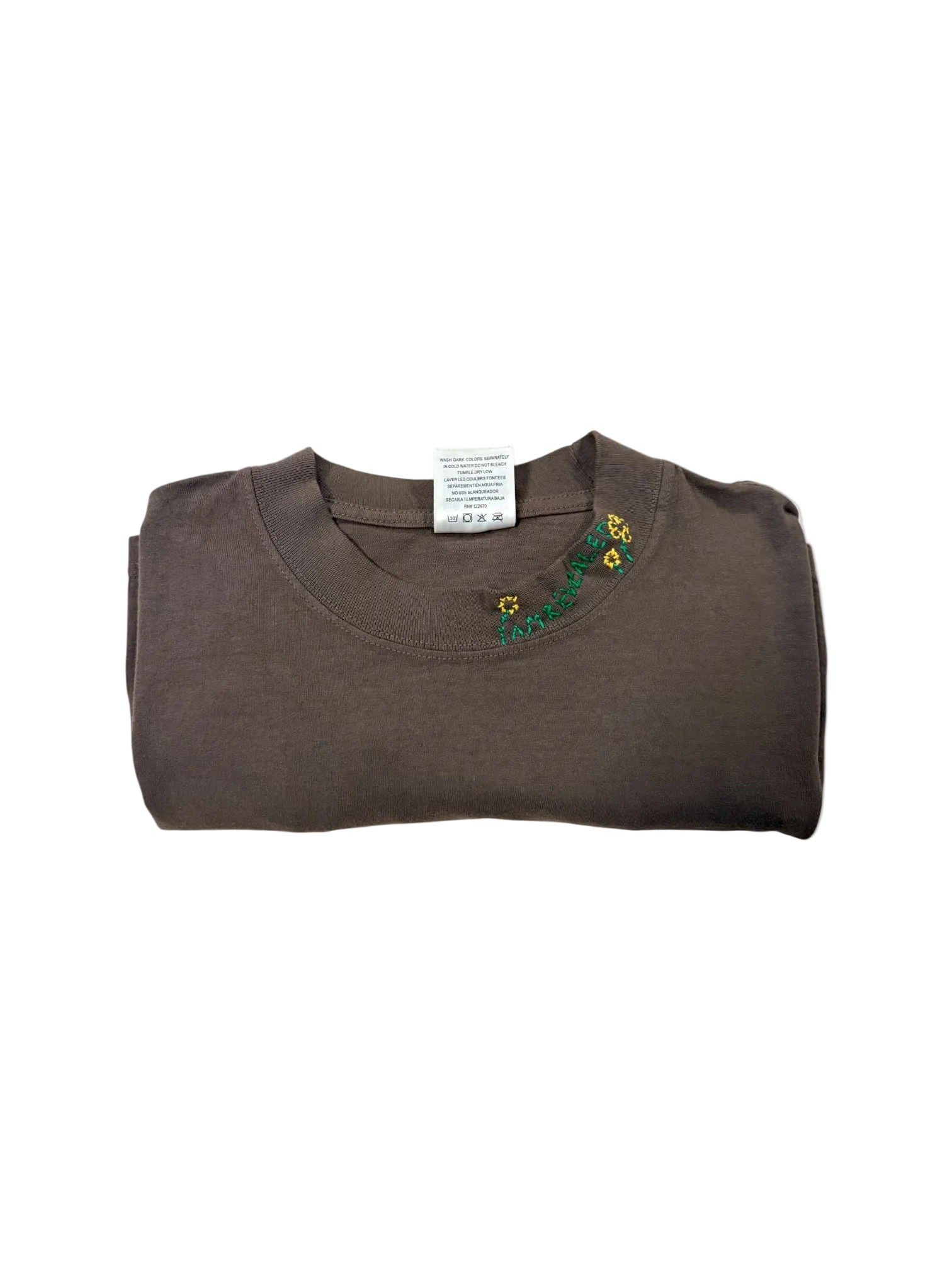 IAR Hand-Stitched Sunflower Design on Oversized Drop Shoulder Boxy Tee by JBM • Unisex • L