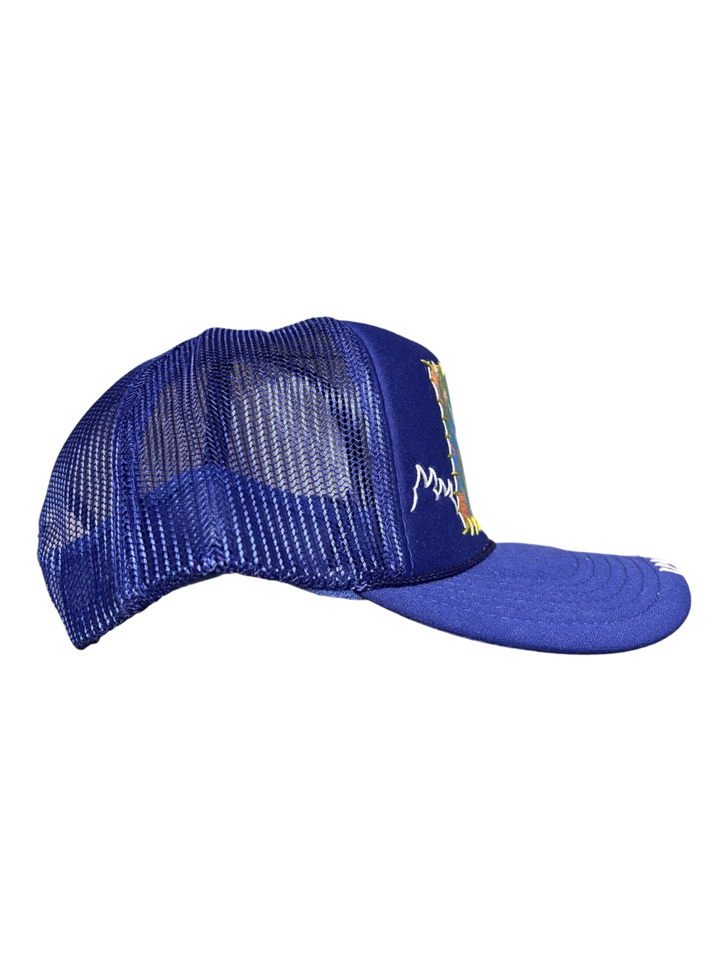 'Made In His Image' Hand-Painted & Embroidered Portrait on a Purple Strap-back Trucker by Makenna Morales • Unisex