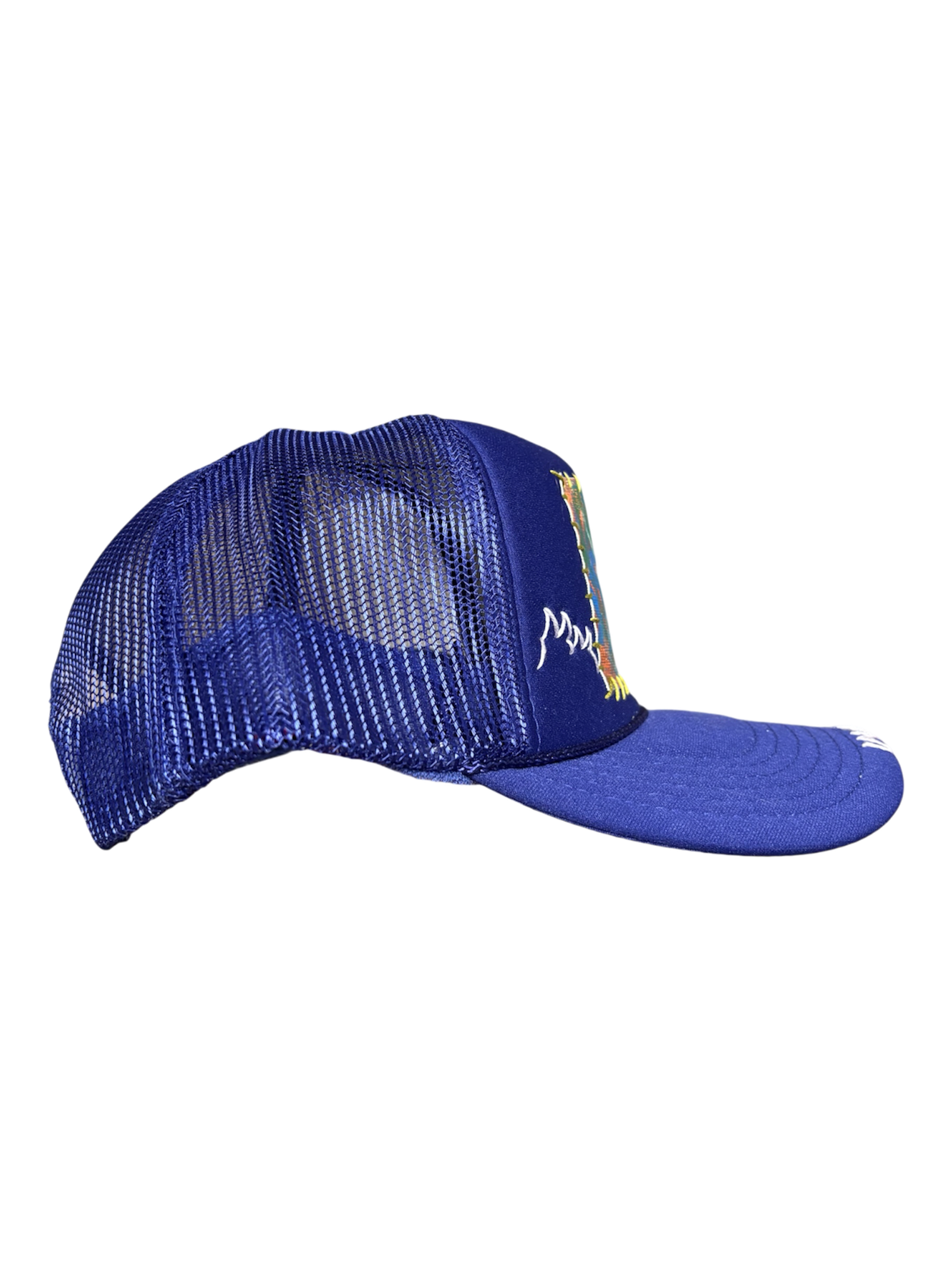 'Made In His Image' Hand-Painted & Embroidered Portrait on a Purple Strap-back Trucker by Makenna Morales • Unisex