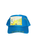 Hand-Painted & Embroidered Abstract Wildflower on a Blue Strap-back Trucker by Makenna Morales • Unisex
