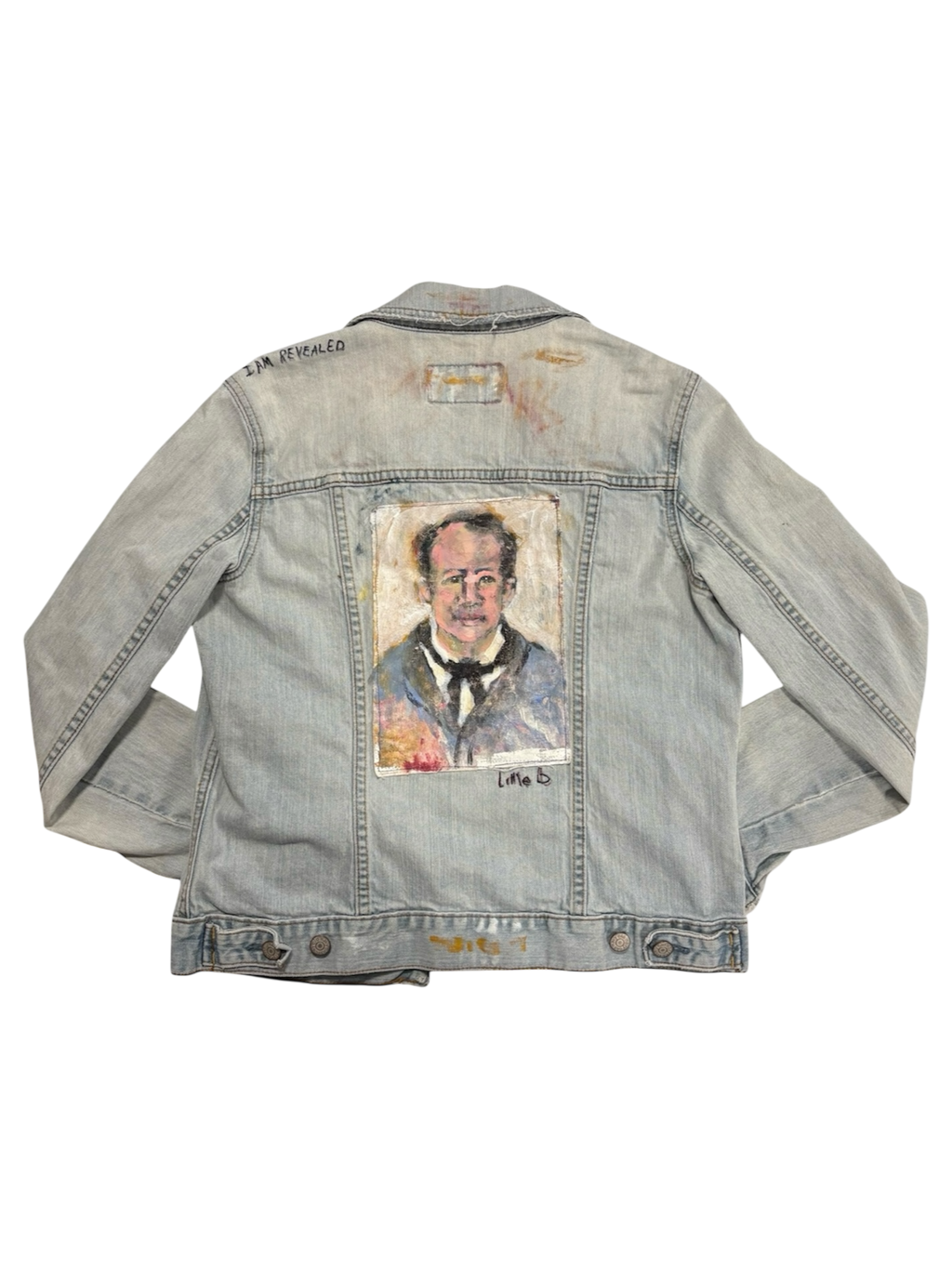 Hand-Painted and Stitched Portrait on Denim Jacket by Little b • WM