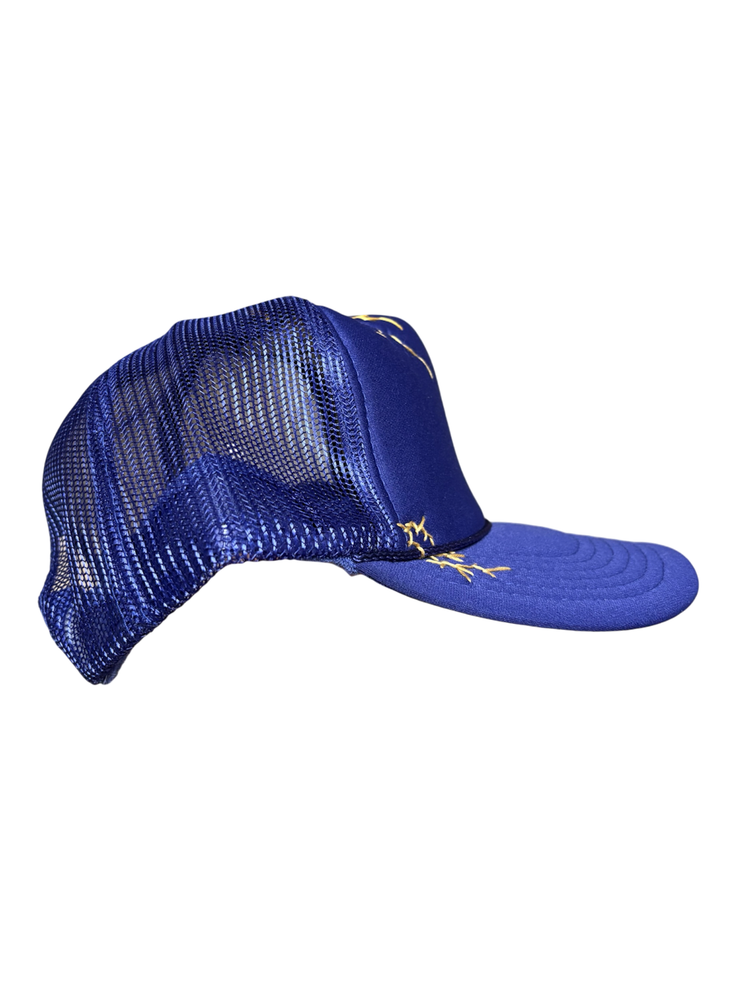 Lightning Hand-Embroidered Lightning on Purple Strap-back Trucker by JBM • Unisex