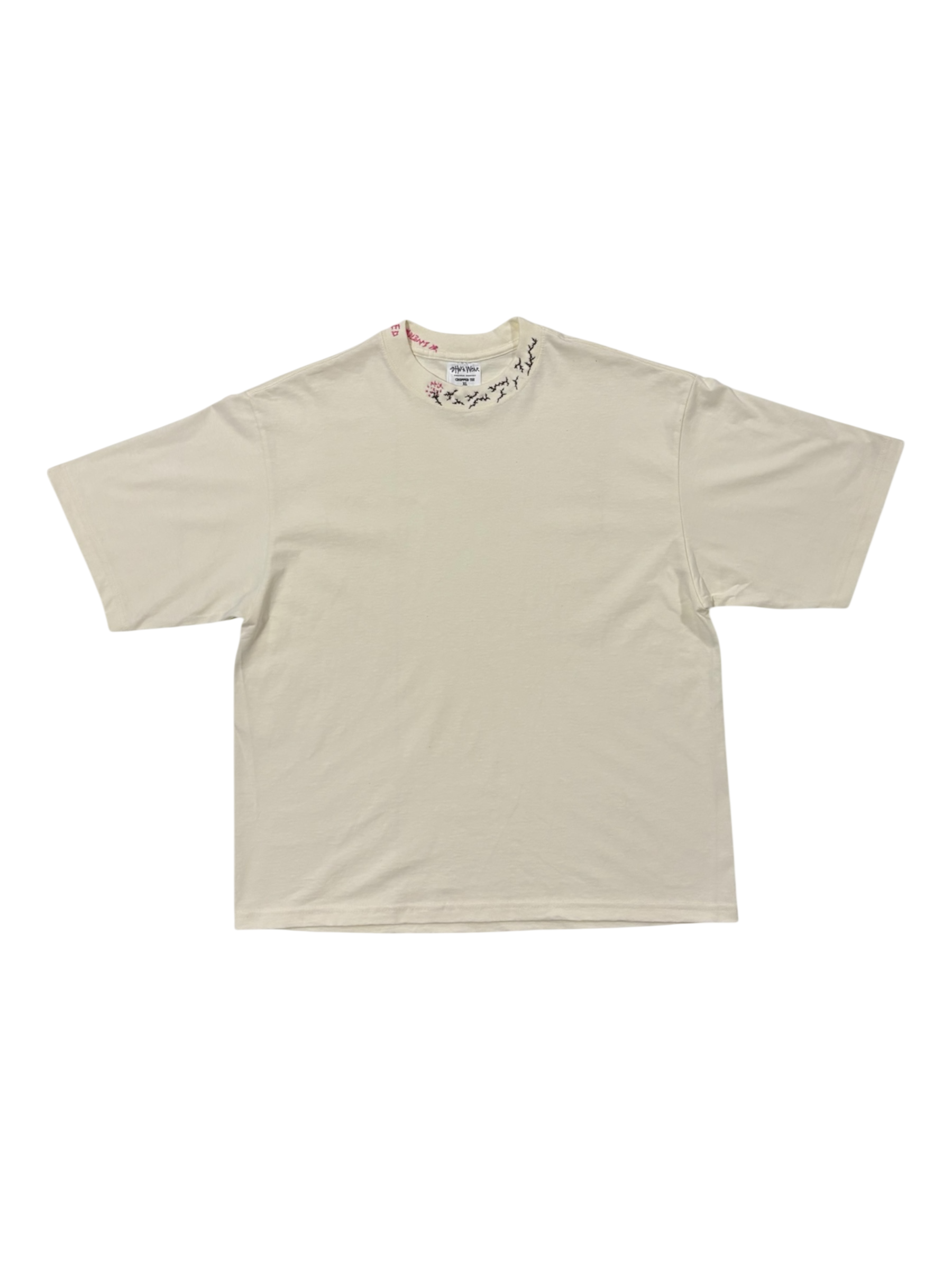 IAR Hand-Stitched Vine Design on Boxy Cropped Tee by JBM • Unisex • XL