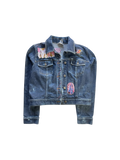 Hand-Stitched and Painted Bloom Design on Denim Jacket by little b • Women’s • XXS