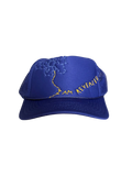 IAR Hand-Embroidered Wildflower on Purple Strap-back Trucker by JBM • Unisex
