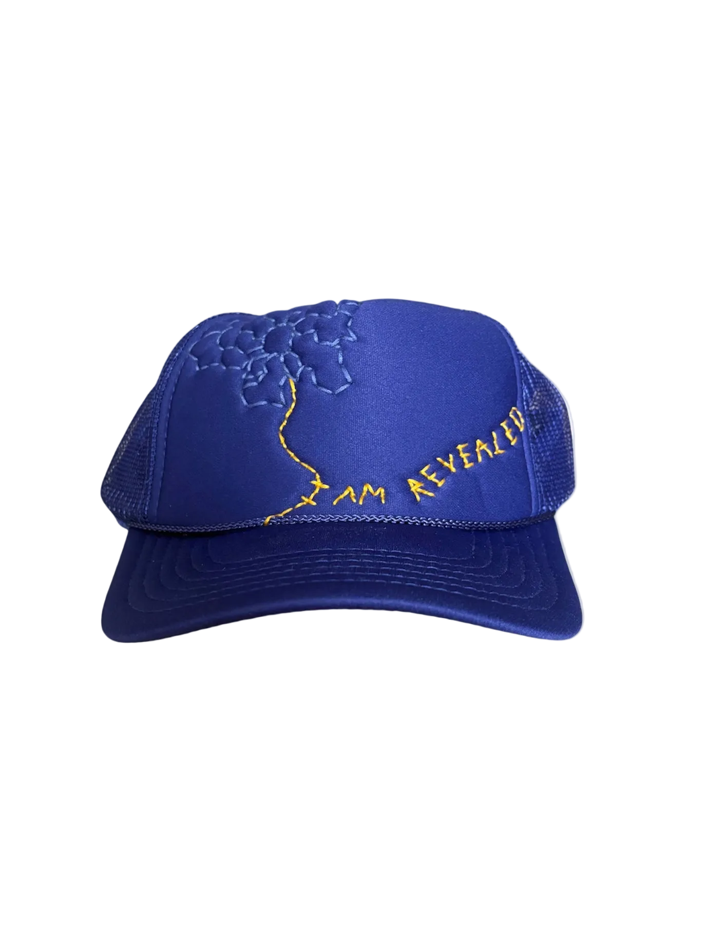 IAR Hand-Embroidered Wildflower on Purple Strap-back Trucker by JBM • Unisex