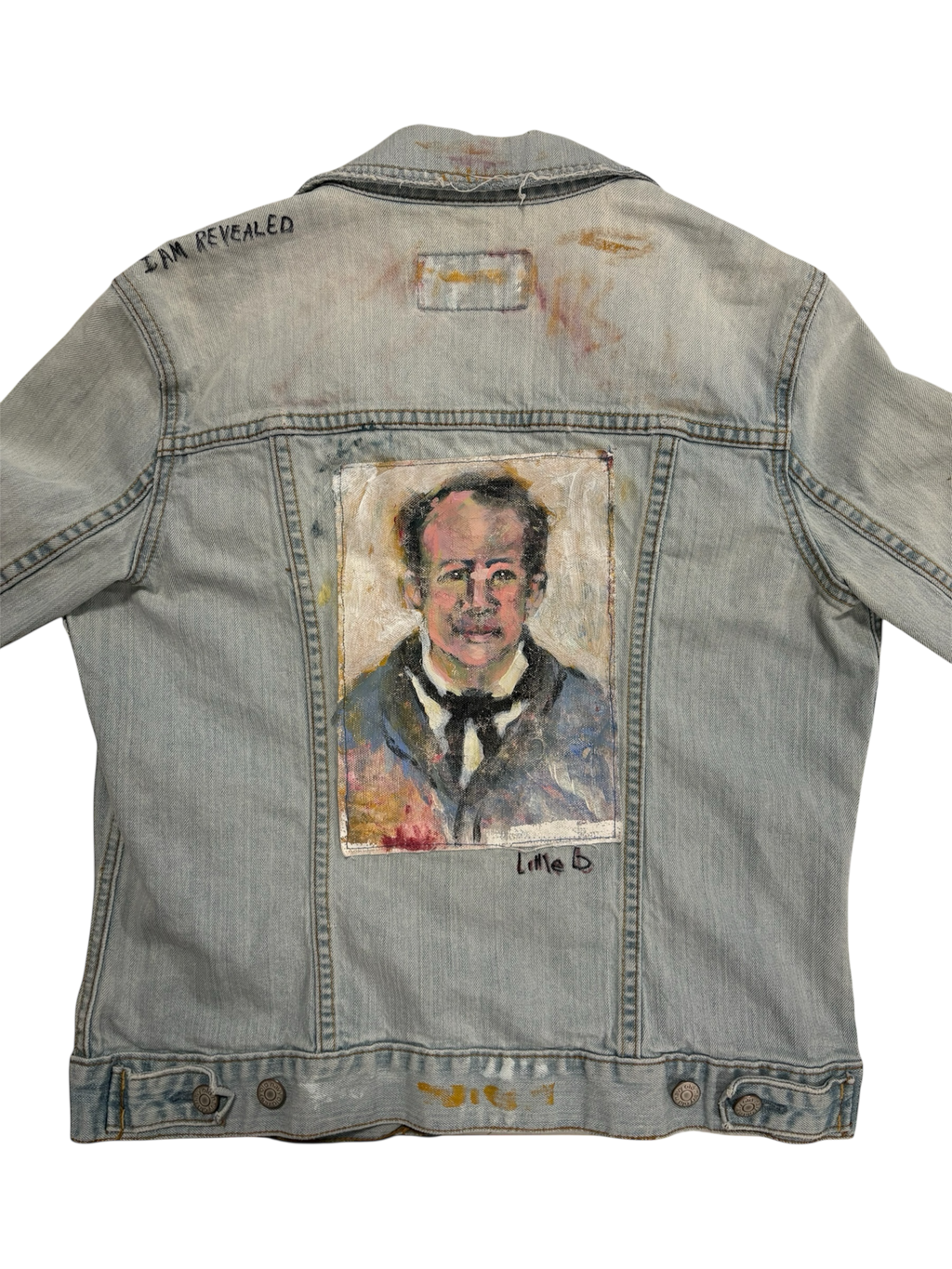 Hand-Painted and Stitched Portrait on Denim Jacket by Little b • WM
