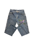 Hand-Painted Bird & Butterfly Design on Denim Jeans by Little b • 33x30