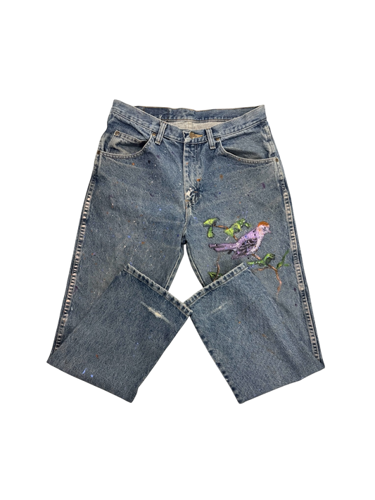 Bird & Butterfly Denim Jean by Little b (Size: 33)