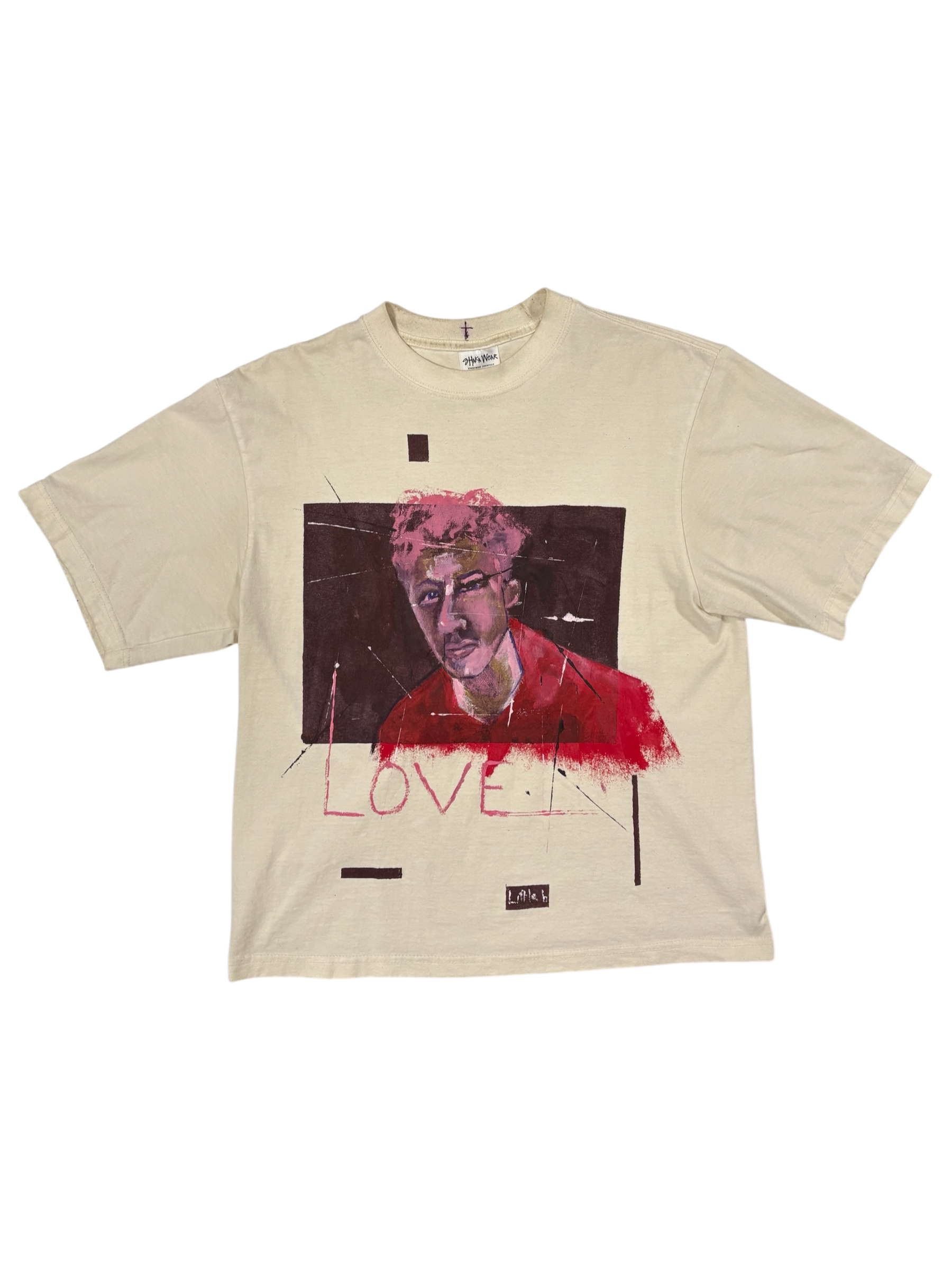 Hand-Painted ‘Love’ Boxy Cropped Tee by Little b • Unisex • L
