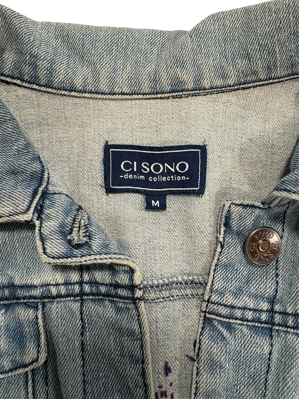 Hand-Painted and Stitched Portraits on Denim Jacket by Little b • Women’s • M