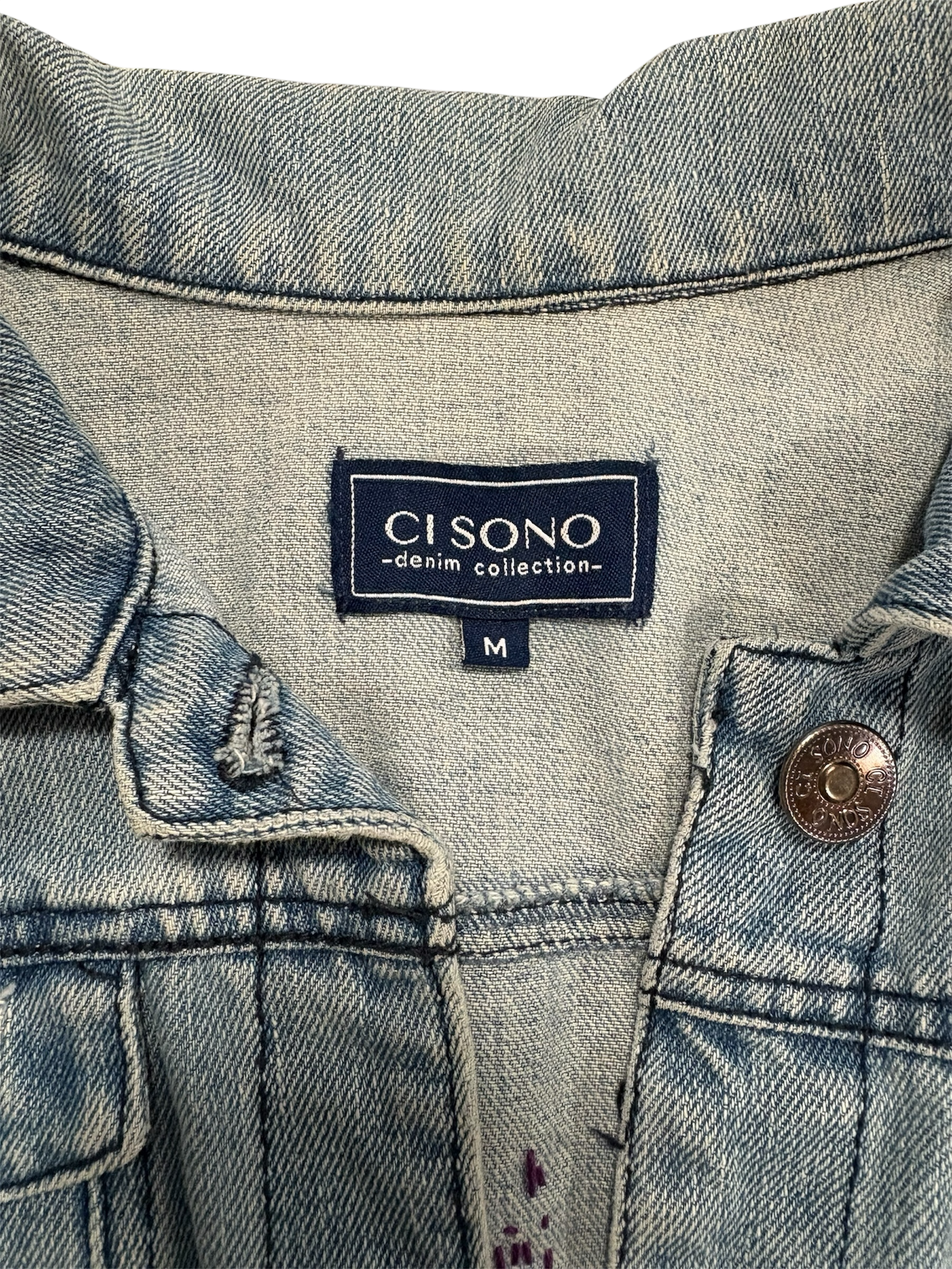 Hand-Painted and Stitched Portraits on Denim Jacket by Little b • Women’s • M