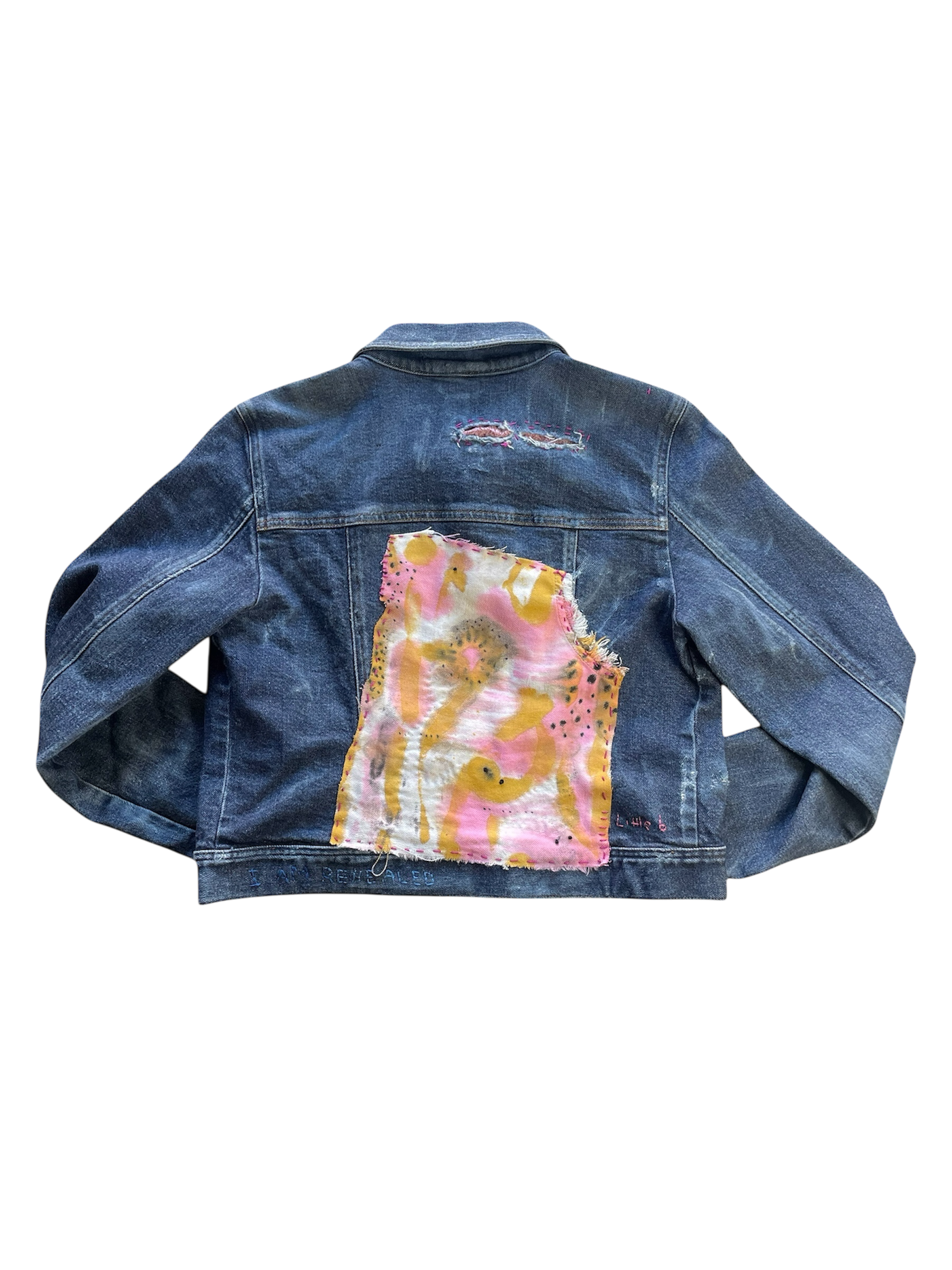 Hand-Stitched and Painted Bloom Design on Denim Jacket by little b • Women’s • XXS