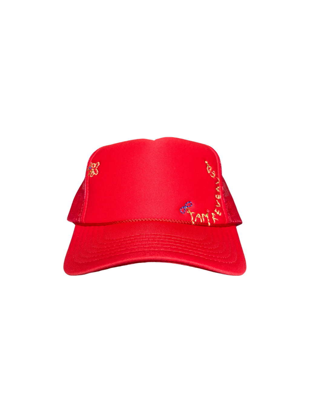 Hand-Embroidered Whimsical Wildflowers on Strap-back Trucker by JBM • Unisex