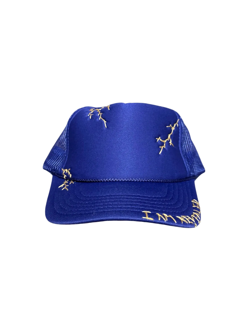 Lightning Hand-Embroidered Lightning on Purple Strap-back Trucker by JBM • Unisex