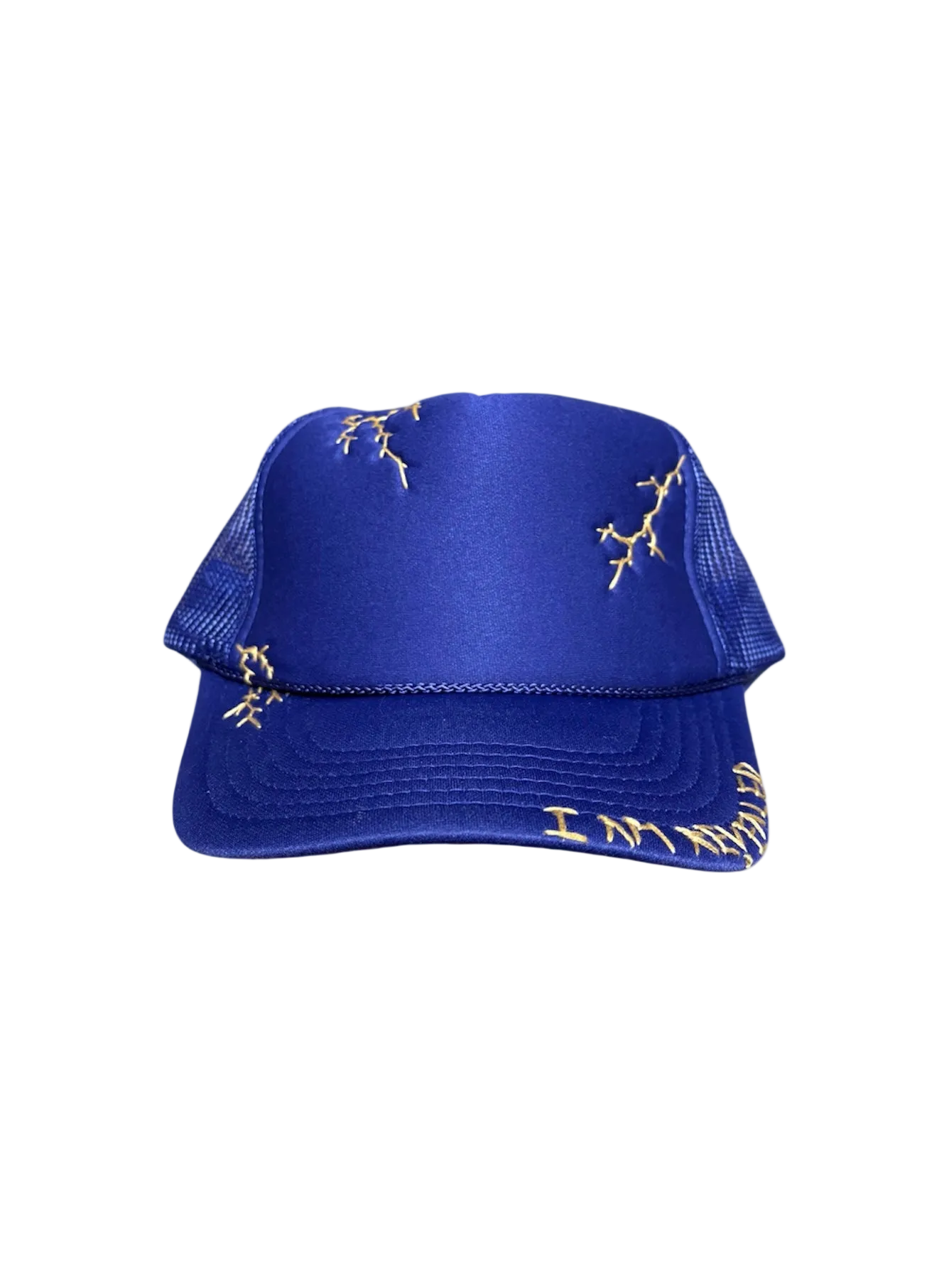 Lightning Hand-Embroidered Lightning on Purple Strap-back Trucker by JBM • Unisex