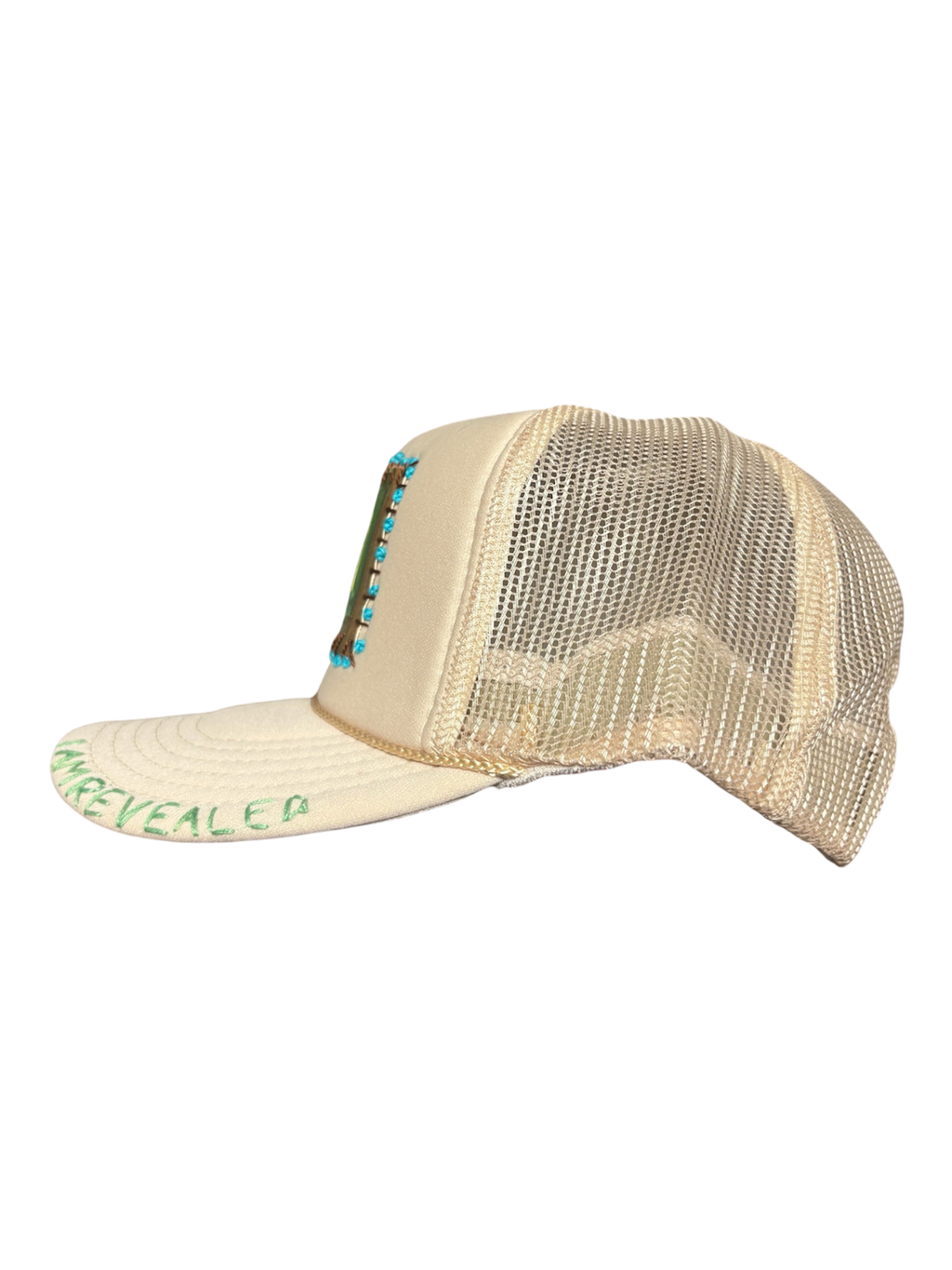 'Be A Light' Hand-Painted & Stitched Abstract Art on Strap-back Trucker by Makenna M. • Unisex