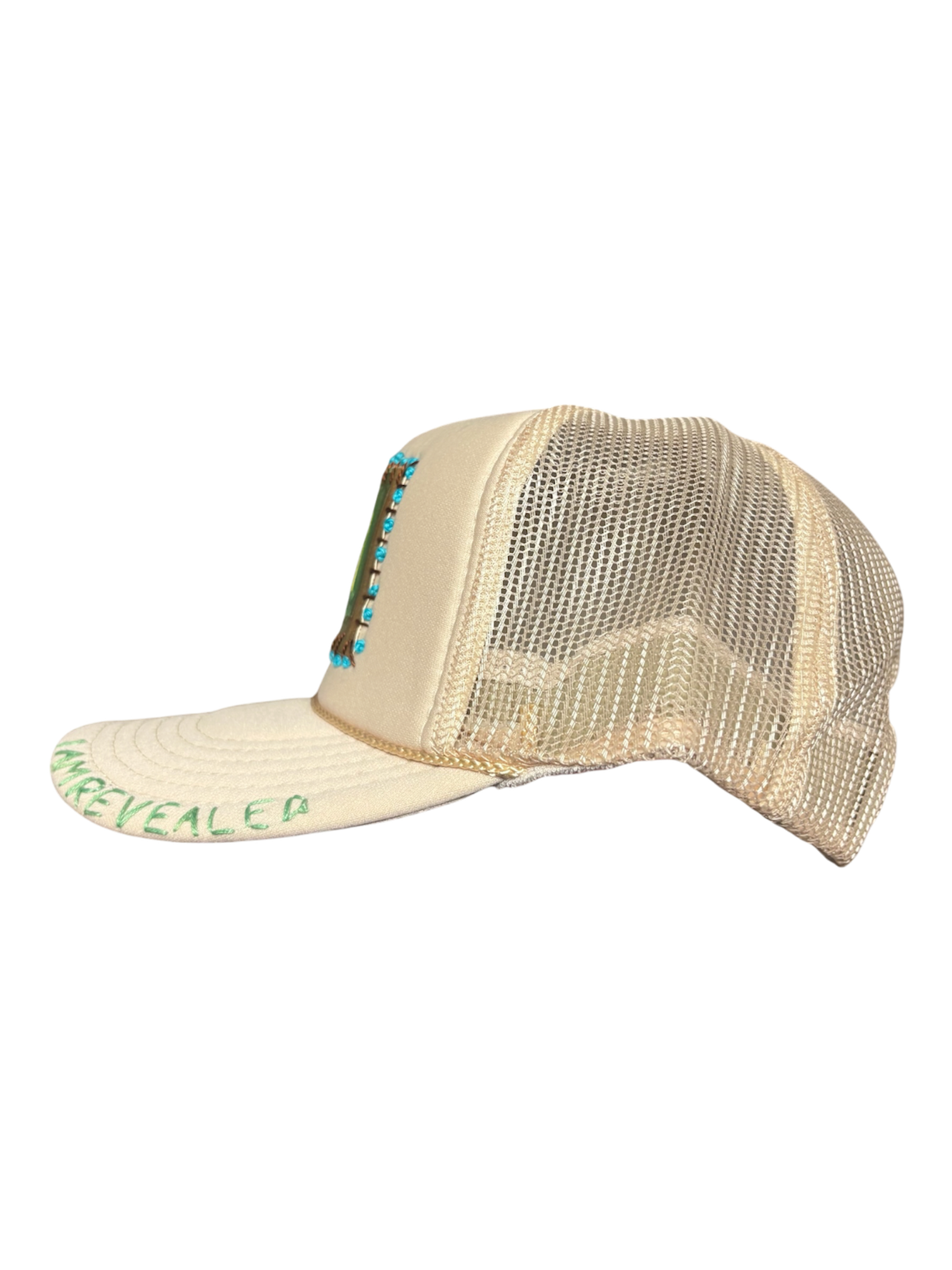 'Be A Light' Hand-Painted & Stitched Abstract Art on Strap-back Trucker by Makenna M. • Unisex