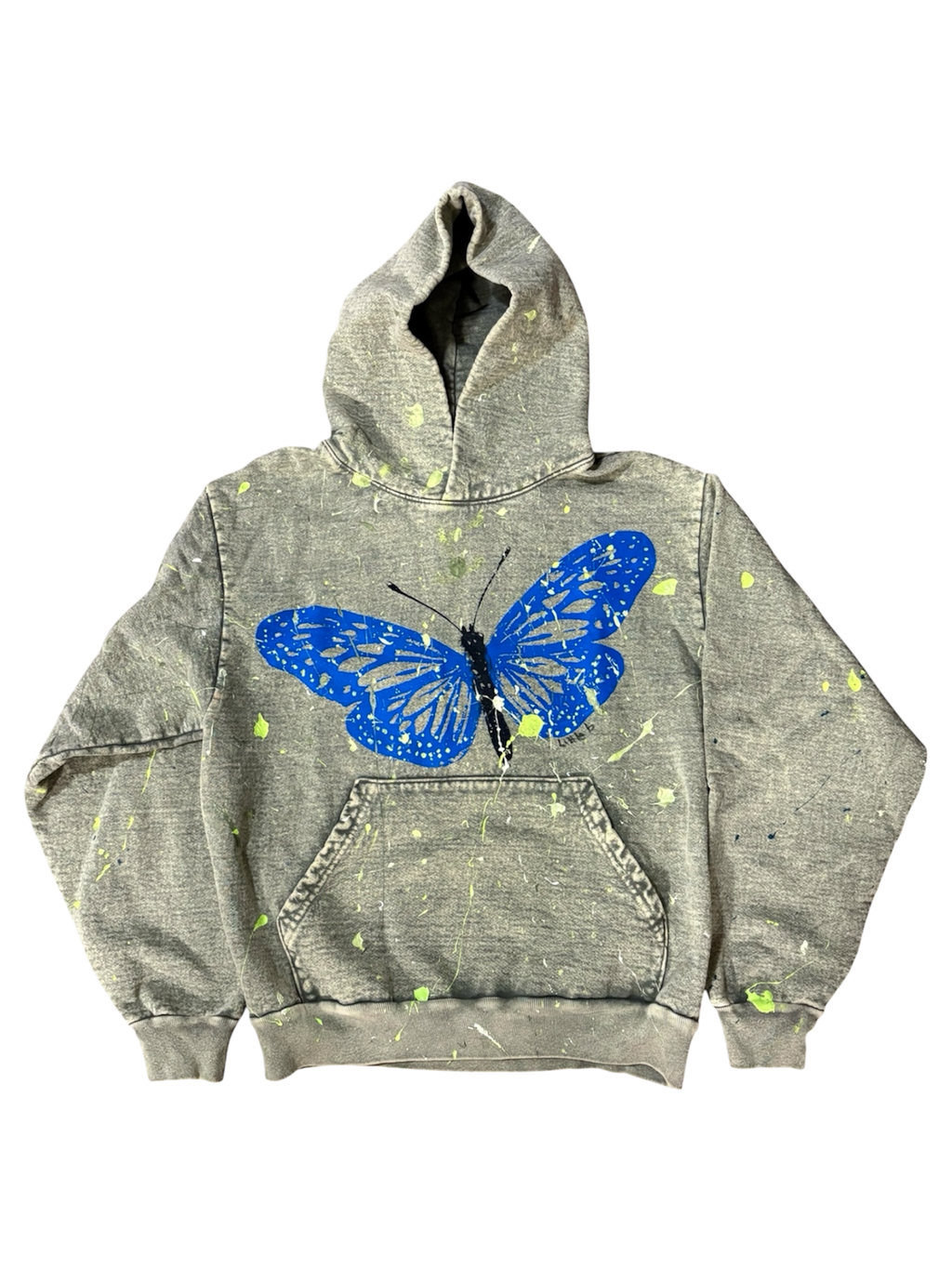 Hand-Painted and Splattered Butterfly Design on Heavy-Weight Hoodie by Little b • Unisex • S