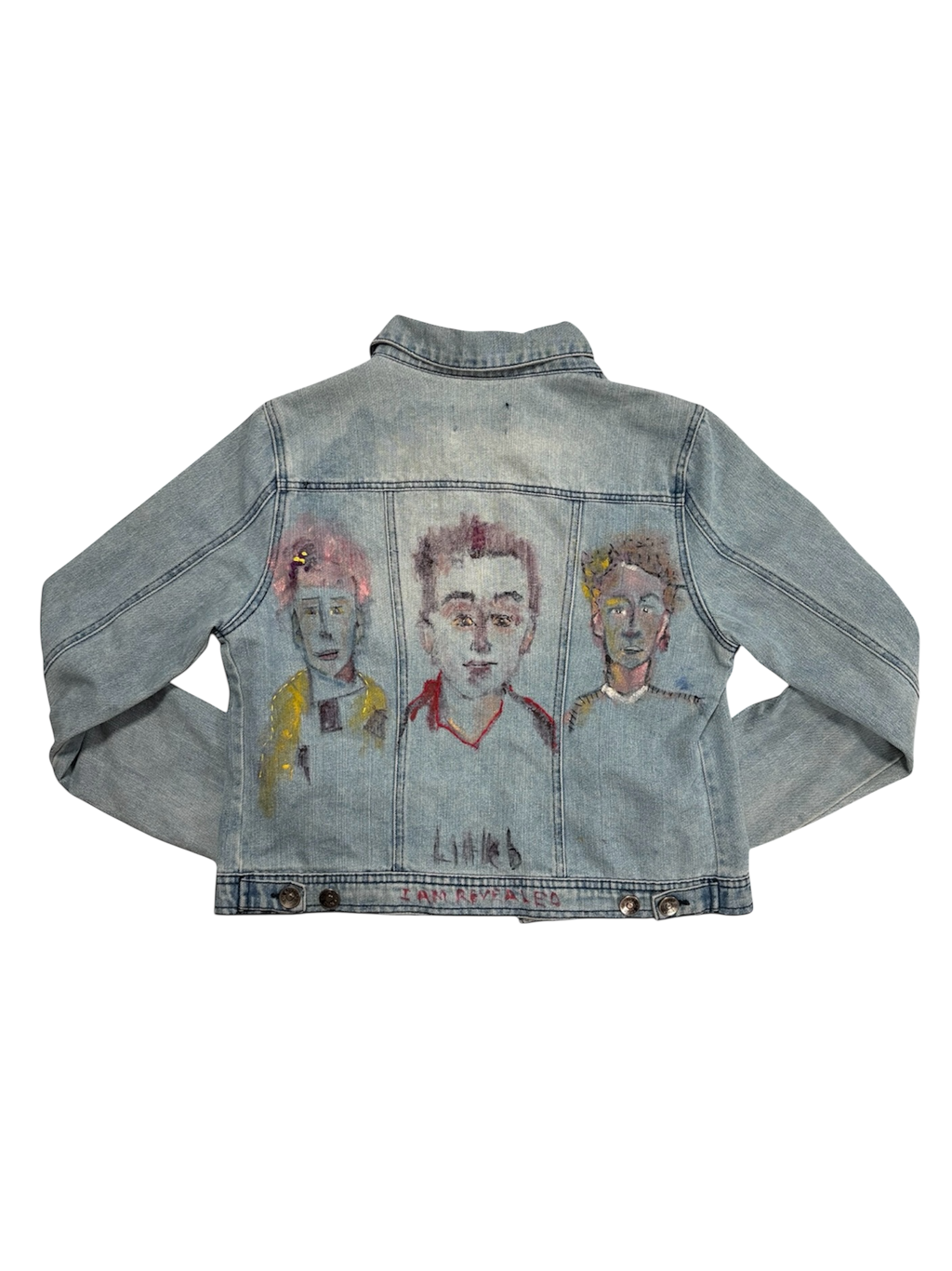 Hand-Painted and Stitched Portraits on Denim Jacket by Little b • Women’s • M