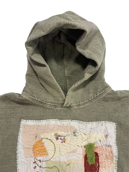 1/1 Stitched Mineral Green Hoodie by Little b (Size: S)