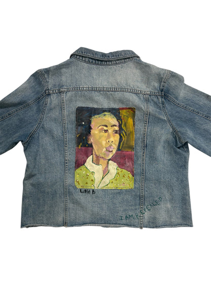 1/1 Portrait Denim Jacket by Little b (Size: M) - I AM REVEALED